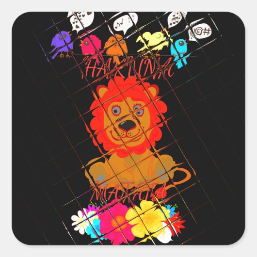 Sticker Carré Drôle bébé Lion King : Hakuna Matata Art Design (Devant)