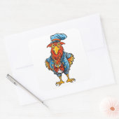 Sticker Carré Drôle Bossy Cartoon Rooster (Enveloppe)