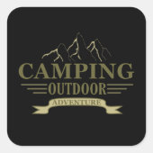Sticker Carré Drôle camper de camping dit pour les campeurs (Devant)