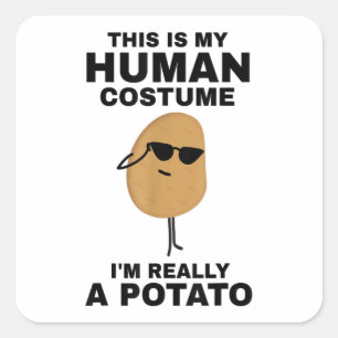 Sticker Carré Drôle C'est mon costume humain Je suis vraiment un