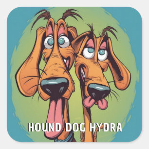 Sticker Carré Drôle chien monstre : Hound Dog Hydra