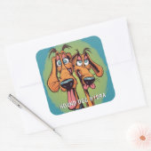 Sticker Carré Drôle chien monstre : Hound Dog Hydra (Enveloppe)