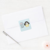 Sticker Carré Drôle Chubby Tabby Boîte à chat (Enveloppe)
