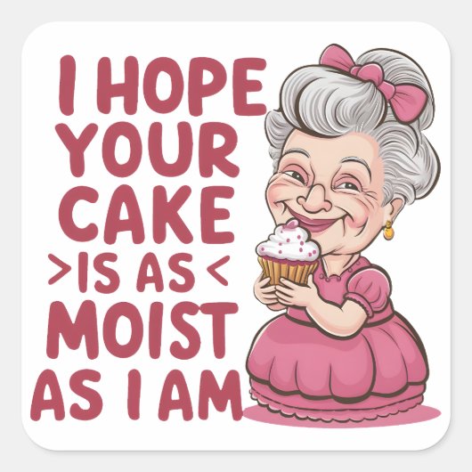 Sticker Carré Drôle Cupcake Baking Grandma cite Cupcake Lover (Devant)