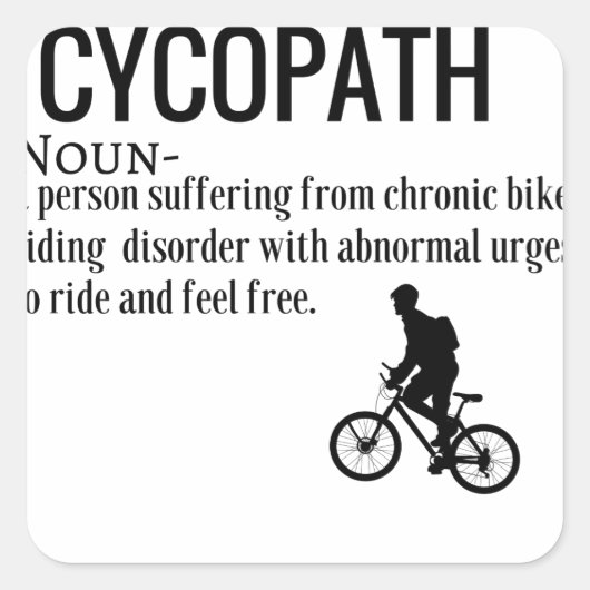 Sticker Carré Drôle Cycopath Noun Design Dictionnaire Définition (Devant)