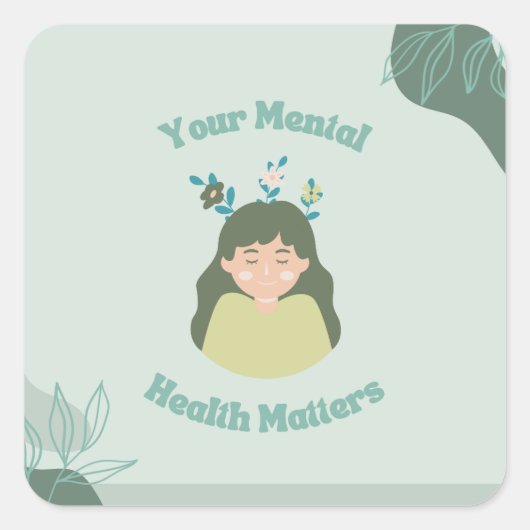 Sticker Carré Drôle de santé mentale | progrès et non perfection (Devant)