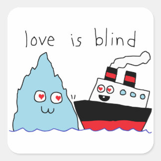 Sticker Carré Drôle de Titanic et Iceberg Love Is Blind