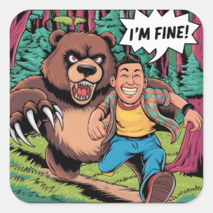 Sticker Carré Drôle dessin animé "Je vais bien"