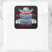 Sticker Carré Drôle Dieu Créé Conducteurs de Camion (Sac)