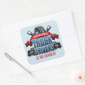 Sticker Carré Drôle Dieu Créé Conducteurs de Camion (Enveloppe)