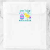 Sticker Carré Drôle Easter Chick Egg Crack Humour Dessin (Sac)
