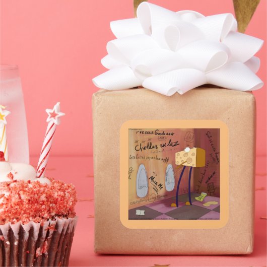 Sticker Carré Drôle Fromage Salle de bain Comique Artisanat (Fête)