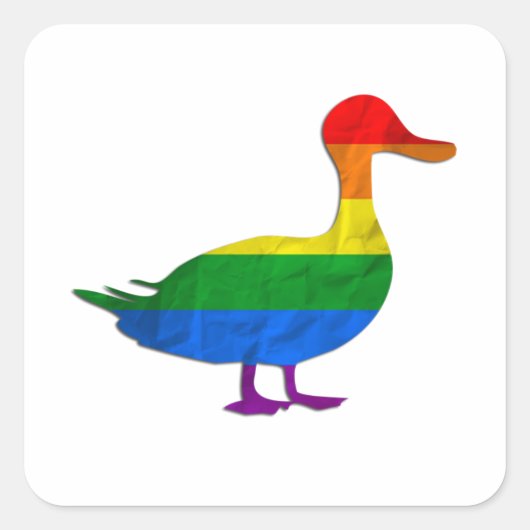Sticker Carré Drôle Gay et Lesbian Pride Canard, Quack Quack (Devant)