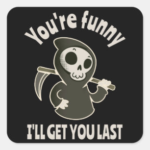 Sticker Carré Drôle Grim Reaper Squelette Halloween Costume
