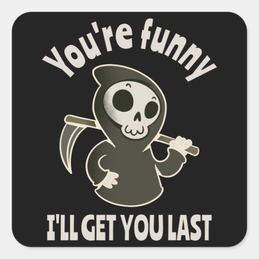 Sticker Carré Drôle Grim Reaper Squelette Halloween Costume (Devant)