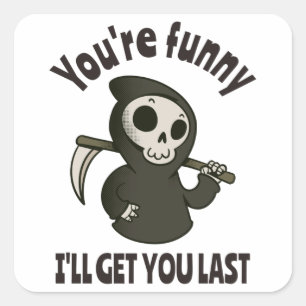 Sticker Carré Drôle Grim Reaper Squelette Halloween Costume