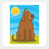 Sticker Carré Drôle gros chien Brown assis au soleil (Devant)
