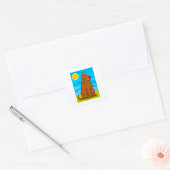 Sticker Carré Drôle gros chien Brown assis au soleil