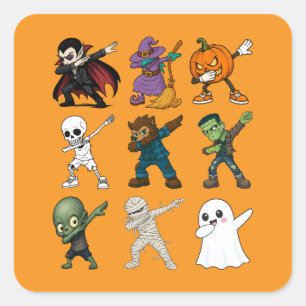 Sticker Carré Drôle Halloween caractères Dabbing