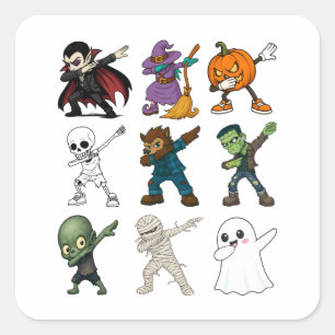 Sticker Carré Drôle Halloween caractères Dabbing