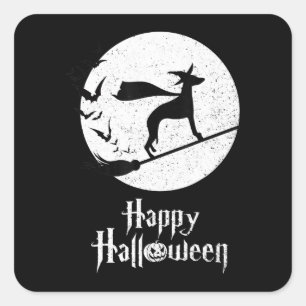 Sticker Carré Drôle Halloween Costume Sorcière Amoureux des ch