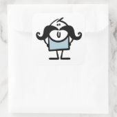 Sticker Carré Drôle homme bâton avec moustaches (Sac)