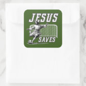 Sticker Carré Drôle Jésus Sauvons et Scores Objectifs de Footbal (Sac)
