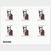 Sticker Carré Drôle Laughing Horse Art Custom Bookplate (Feuille)