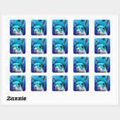 Sticker Carré Drôle Llama Alpaca mignonette Animaux Beanie Casqu (Feuille)