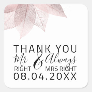 Sticker Carré Drôle Mariage M. Right $ Toujours Mme Right White