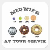 Sticker Carré Drôle Midwoman "At Your Cervix" mesure cm (Devant)