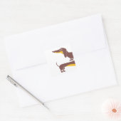 Sticker Carré Drôle mignon dachshund pour parent chien long (Enveloppe)