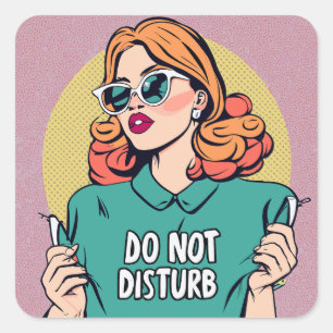 Sticker Carré Drôle Ne Disturbe Pas