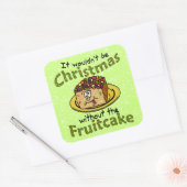 Sticker Carré Drôle Noël Cartoon Fruitcake (Enveloppe)