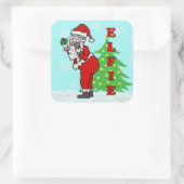Sticker Carré Drôle Noël Père Noël Elfie (Sac)