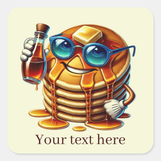 Sticker Carré Drôle pancake breakfast ajouter du texte (Devant)
