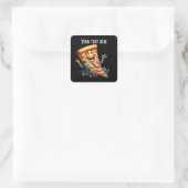 Sticker Carré Drôle pizza partie ajouter un message (Sac)