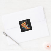 Sticker Carré Drôle pizza partie ajouter un message (Enveloppe)