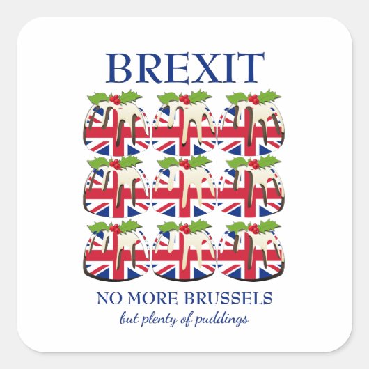 Sticker Carré Drôle | Pudding de Noël | UNION JACK | BREXIT (Devant)