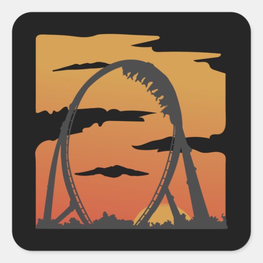 Sticker Carré Drôle Rollercoaster Amusement Park Cadeau (Devant)
