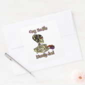 Sticker Carré Drôle Skeleton Boire Je suis littéralement Dead Co (Enveloppe)