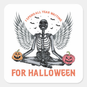 Sticker Carré Drôle Skeleton Halloween - Compte à rebours pour H