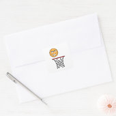 Sticker Carré Drôle souriant Basketball visage Dunking