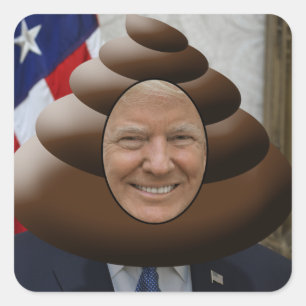 Sticker Carré Drôle Trump Poop Emoji Head
