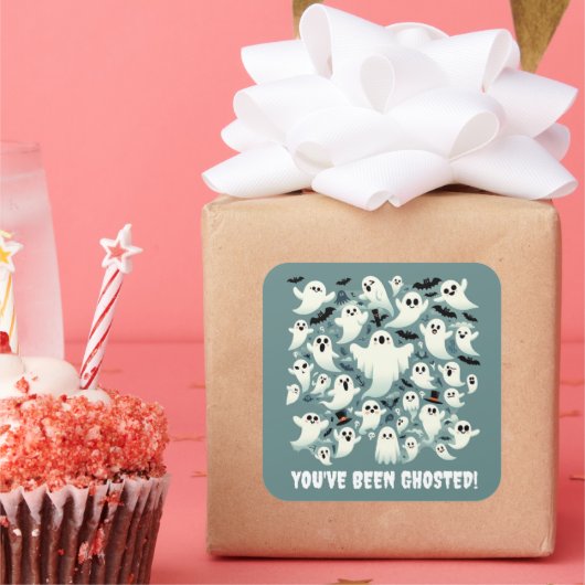 Sticker Carré Drôle, vous avez été hébergé fantômes en vol (Fête)