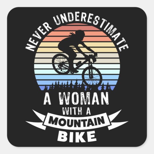 Sticker Carré Drôle VTT cadeau pour femmes (Devant)