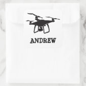 Sticker Carré Drone noir et blanc personnalisé (Sac)