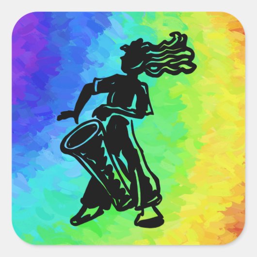 Sticker Carré Drum New York Boogie Nights Rainbow (Devant)