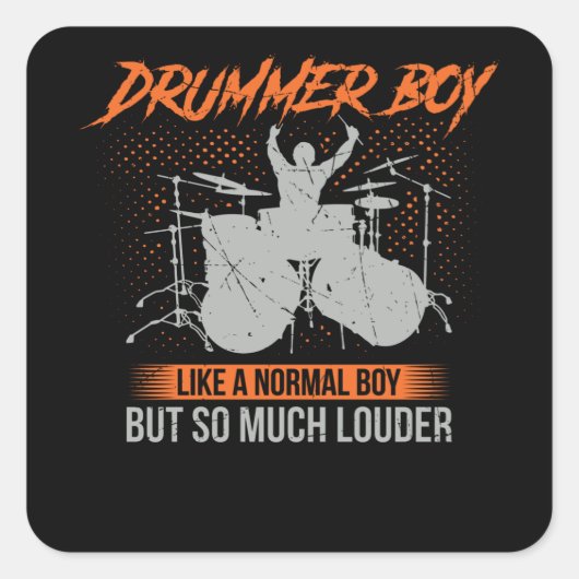 Sticker Carré Drummer Boy | Drums Drummer Cadeau (Devant)