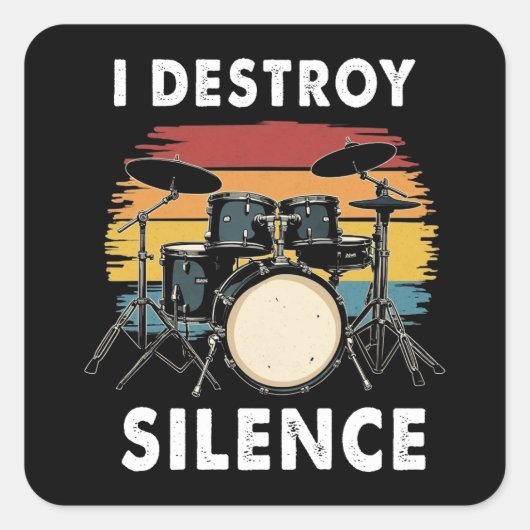 Sticker Carré Drummer I Destruction Silence Drum (Devant)